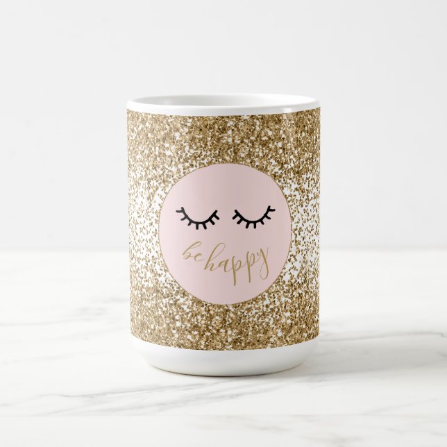Caneca De Café Glitzy Glitzy Glitter Sparkle Eyelashes Dourado (Centro)