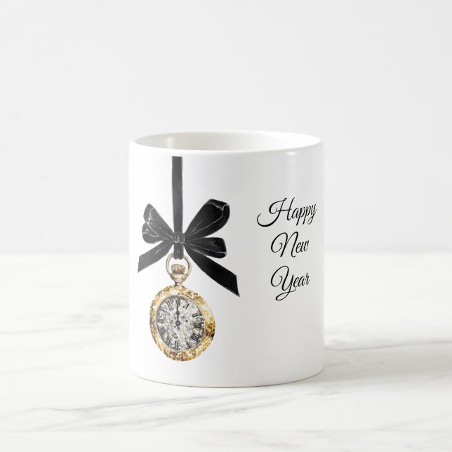 Caneca De Café Glitzy Gold Silver New Year Midnight Hour   (Centro)