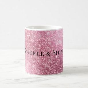 Caneca De Café Glitzy Sparkle Rosa Personalizado