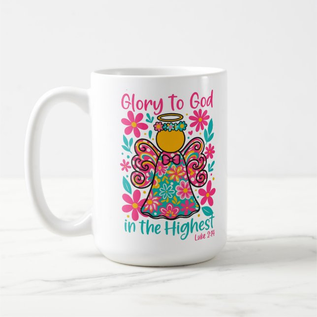 Caneca De Café Glória a Deus no melhor cristão de Natal (Esquerda)