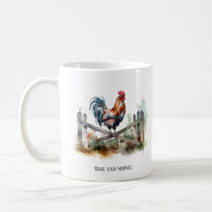 Caneca De Café Glória Matinal: Galo Aquarela, personalizado