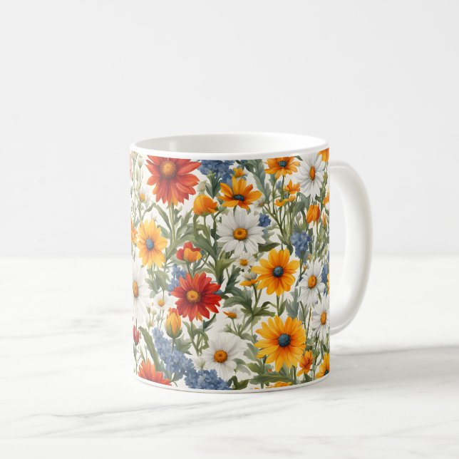 Caneca De Café Glorioso Flores Selvagens (Frente Esquerda)