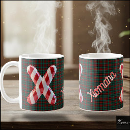 Caneca De Café Glossy Candy Cane Striped Christmas Letter X