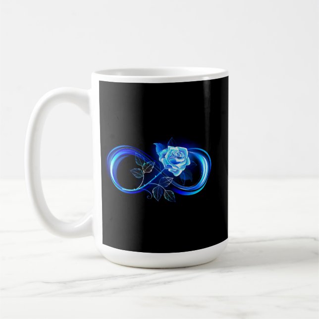 Caneca De Café Glowing infinity with blue rose (Esquerda)