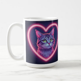 Caneca De Café Glowing Kitty Love Art | Romantic Pet Lover Gift