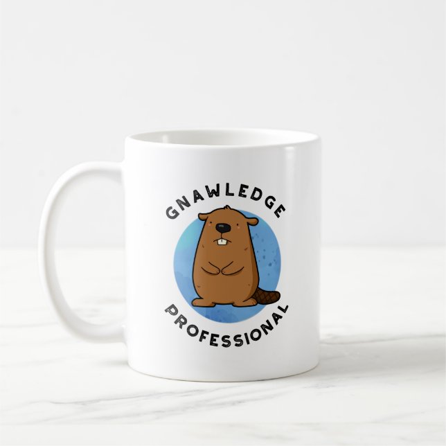 Caneca De Café Gnawledge Professional Funny Beaver Pun (Esquerda)