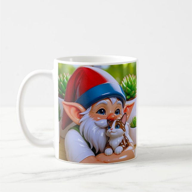 Caneca De Café Gnome da Natureza Gato  (Esquerda)
