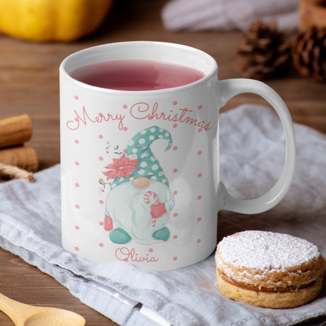 Caneca De Café Gnome Divertido de Bolinhas Natal Feliz (Criador carregado)