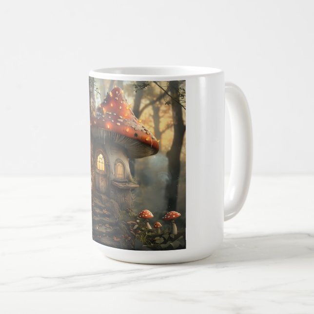 Caneca De Café Gnome e design de cogumelos (Frente Esquerda)