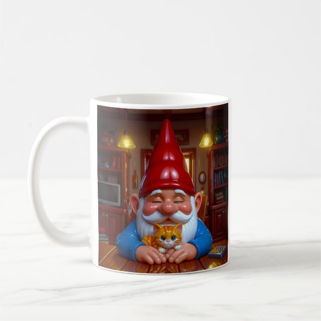 Caneca De Café Gnome Felino Aconchegante (Esquerda)