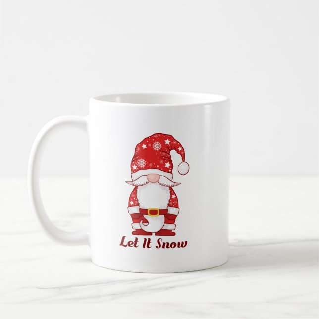 Caneca De Café Gnome in Snowflake Hat Let It Snow (Esquerda)