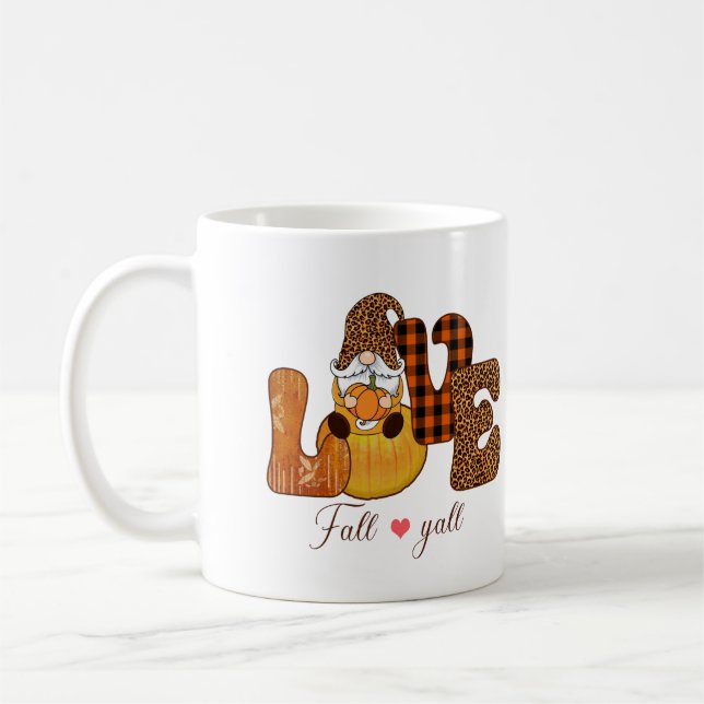 Caneca De Café Gnome Personalizado de Outono Amor (Esquerda)