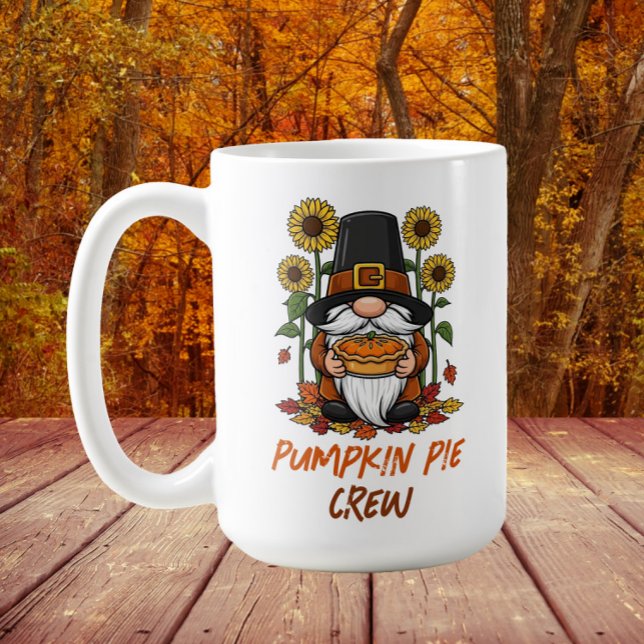 Caneca De Café Gnome Pilgrim Pumpkin Pie Crew Ação de Graças (Criador carregado)