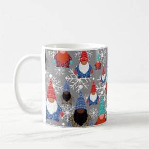 Caneca De Café Gnome Snowflake Ilustra Padrão de Natal