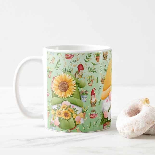 Caneca De Café GNOME  sunflower, for Gnome Lovers, Coffe (Com Donut)