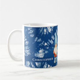 Caneca De Café Gnome Whimsical Tie Dye Blue Monograma