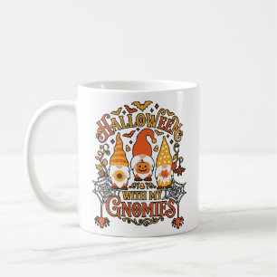 Caneca De Café Gnomies de Halloween Abóbora Teia de Aranha Morceg