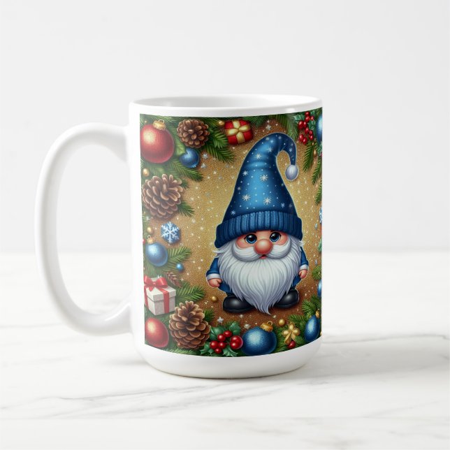 Caneca De Café Gnomo Com Decorações De Natal E Pinhas (Esquerda)
