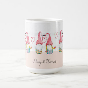 Caneca De Café Gnomo de Natal Apaixonado Aquarela Pintada à Mão