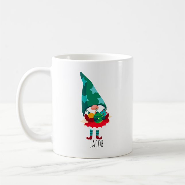 Caneca De Café Gnomo de Natal bonito com Enfeites de natal (Esquerda)