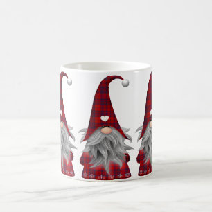 Caneca De Café Gnomo de Natal da Xadrez Búfalo Vermelha