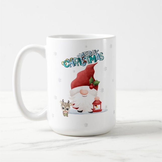 Caneca De Café Gnomo de Natal de Papais noeis bonitos com Reindee (Esquerda)