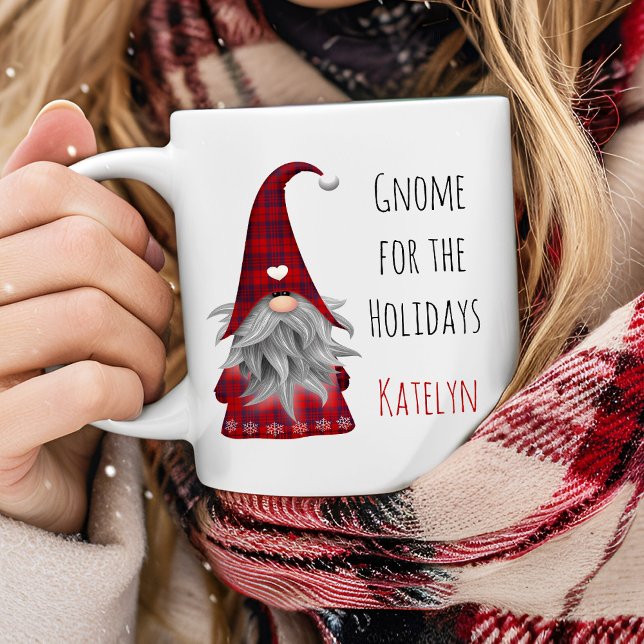 Caneca De Café Gnomo de Natal Personalizado Rústico Fofo Elfo (Criador carregado)