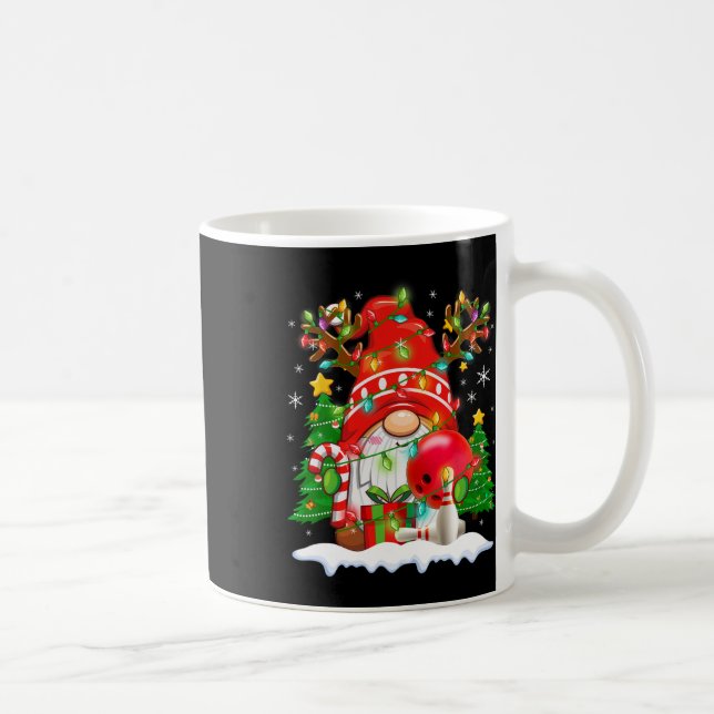 Caneca De Café Gnomo De Renas Engraçado E Luzes De Natal Bowling  (Direita)