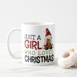 Caneca De Café Gnomo Fofo Apenas uma Garota que Ama o Natal Gráfi