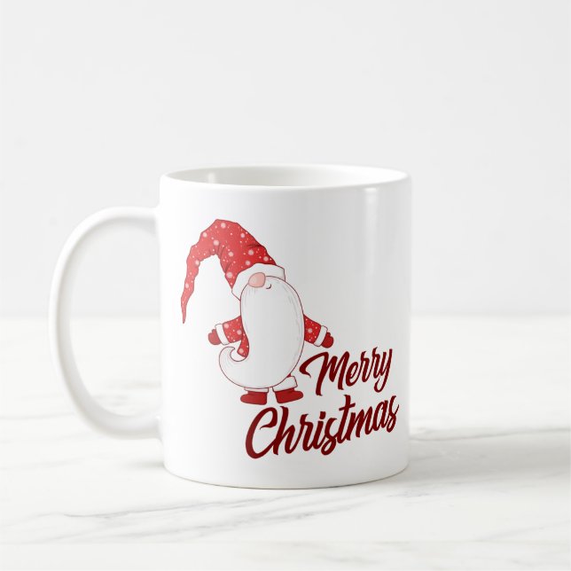 Caneca De Café Gnomo Fofo com Longa Barba Feliz Natal (Esquerda)
