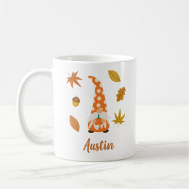 Caneca De Café Gnomo fofo do Dia de Ação de Graças com abóbora pe