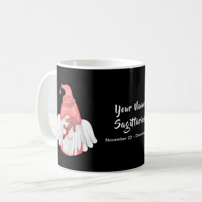 Caneca De Café Gnomo Sagittarius - Sinal de Astrologia Anjo Seu N (Frente Esquerda)