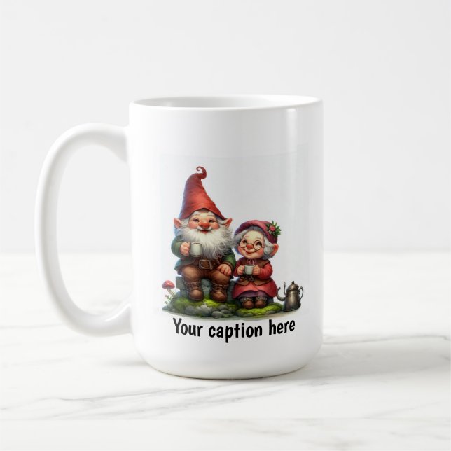 Caneca De Café Gnomos Cheerful Aproveitando uma pausa de café (Esquerda)