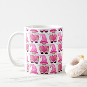 Caneca De Café Gnomos cor-de-rosa Coração Floresta Escandinava