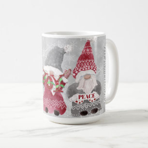 Caneca De Café Gnomos de Natal Flocos de Neve Cinza Família de A