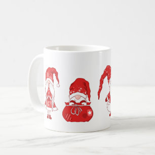 Caneca De Café Gnomos de Natal Vermelhos com Saco de Papai Noel