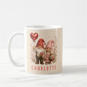 Caneca De Café Gnomos do Dia dos Namorados Florais Personalizados