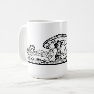 Caneca De Café Gnomos Dormindo Sob Cogumelo