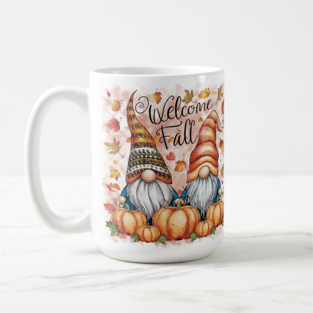 Caneca De Café Gnomos e Pumpkins Queda e Muito fofos e divertidos (Esquerda)