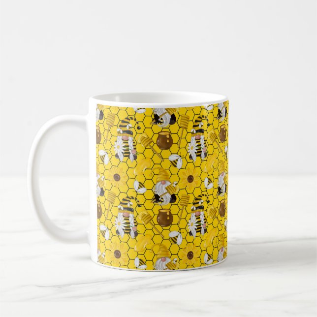 Caneca De Café Gnomos Girassóis Amarelos Abelhas Mel (Esquerda)