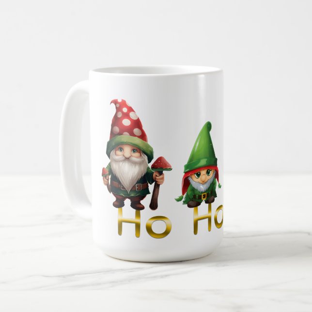 Caneca De Café Gnomos Ho Ho Ho Natal (Frente Esquerda)