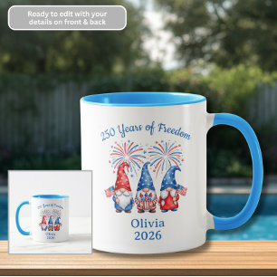Caneca de Café Gnomos Patrióticos 250 Anos de Libe
