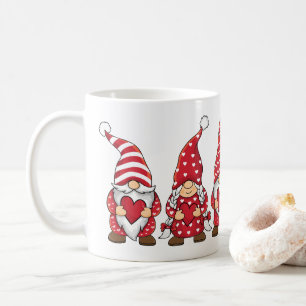 Caneca De Café Gnomos Vermelhos com Corações Personalizados Dia d