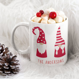 Caneca De Café Gnomos Vermelhos Felizes de Natal Personalizados