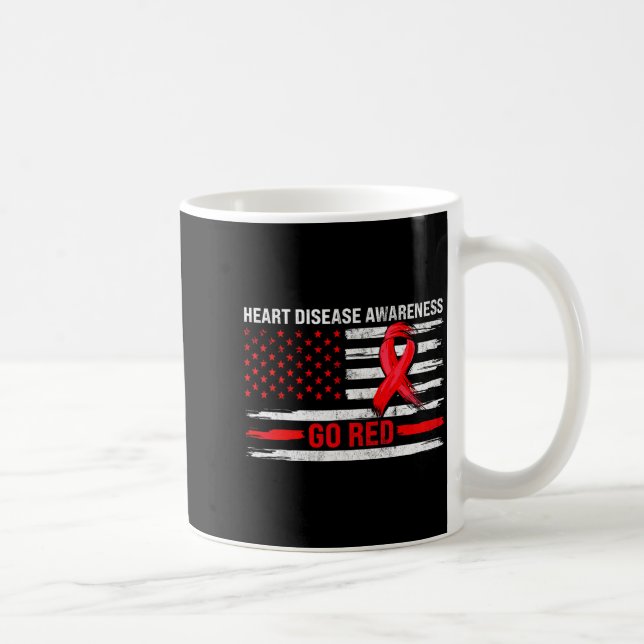 Caneca De Café Go Red Heart Disease Suprt Flag - Heart Disease Aw (Direita)
