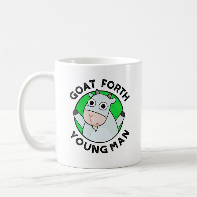 Caneca De Café Goat Forth Young Man Engraçado Animal Pun (Esquerda)