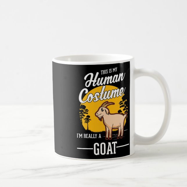 Caneca De Café Goat Human Costume Halloween Goat (Direita)