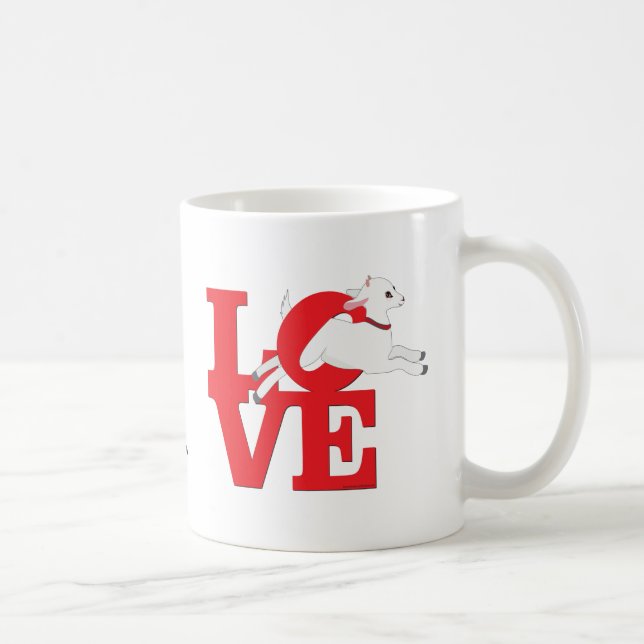 Caneca De Café GOAT LOVER | Cabra VERMELHA L O V E — Cabra branca (Direita)