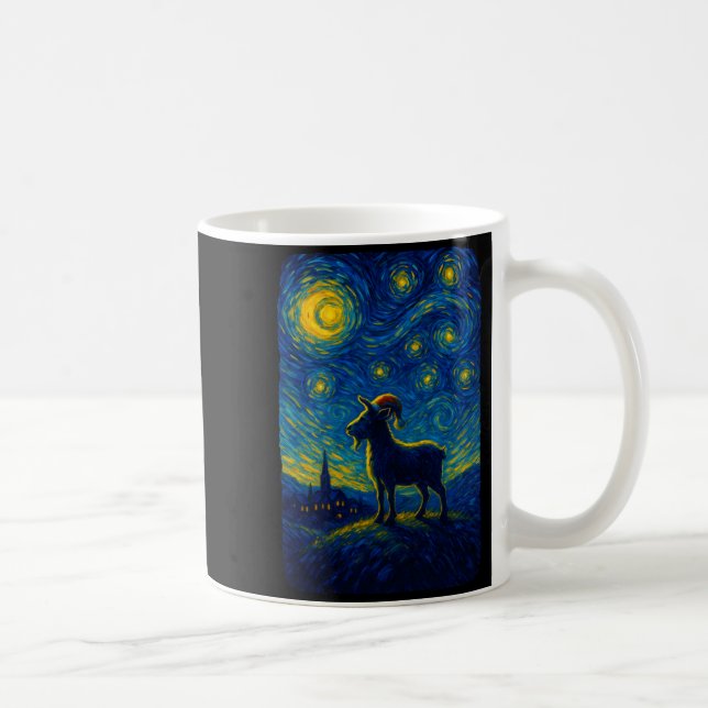 Caneca De Café Goat Lover Santa Hat Christmas Starry Cute Night V (Direita)