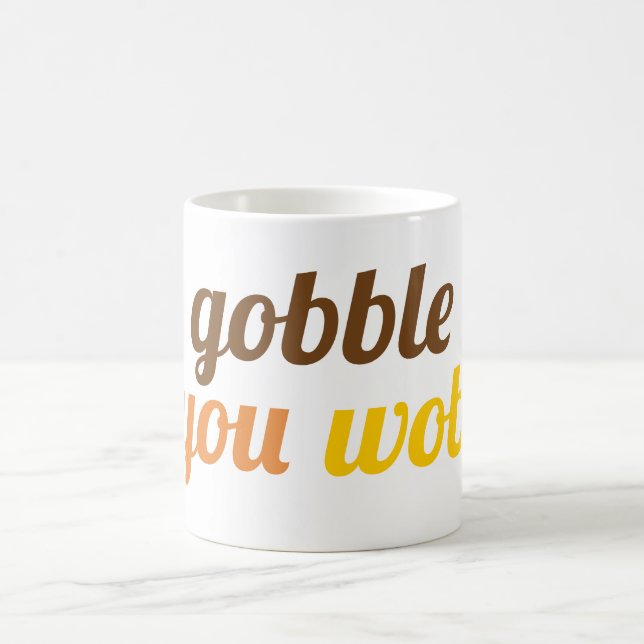 Caneca De Café Gobble até você fazer tipografia de bolha (Centro)